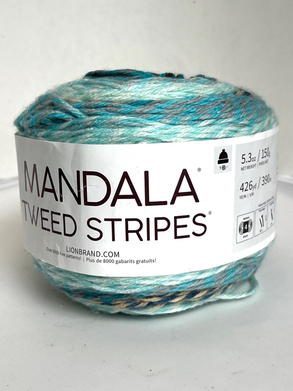 Lion Brand Cake Mandala Tweed Stripes  5.3 oz 150 g 100% Acrylic #206 Horseshoe